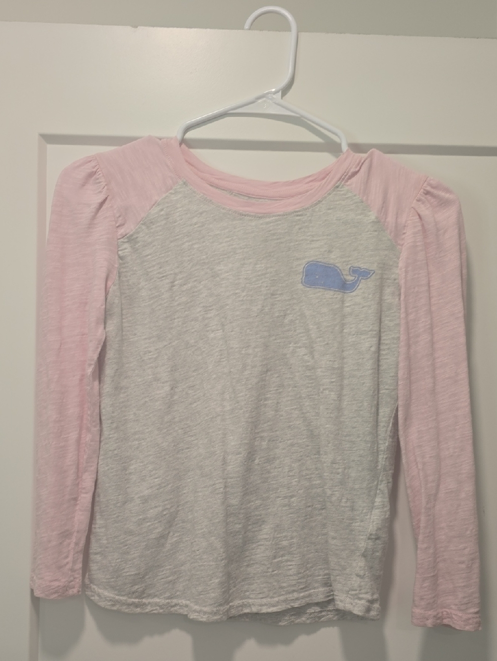 Kids Long Sleeve Raglan Tee - Light Pink & Heather Gray Vineyard Vines